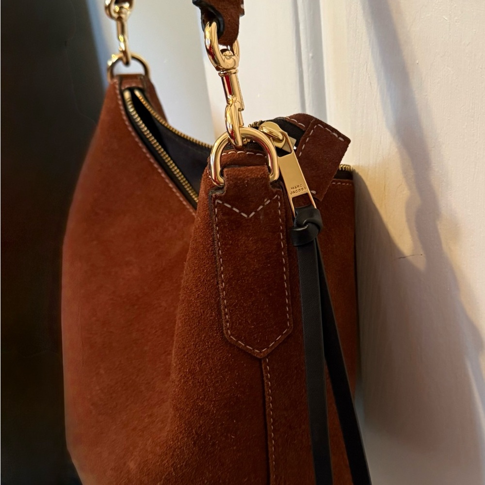 Marc Jacobs Brown Suede Hobo with Black Trim and Gold Hardware - Picture 3 of 7